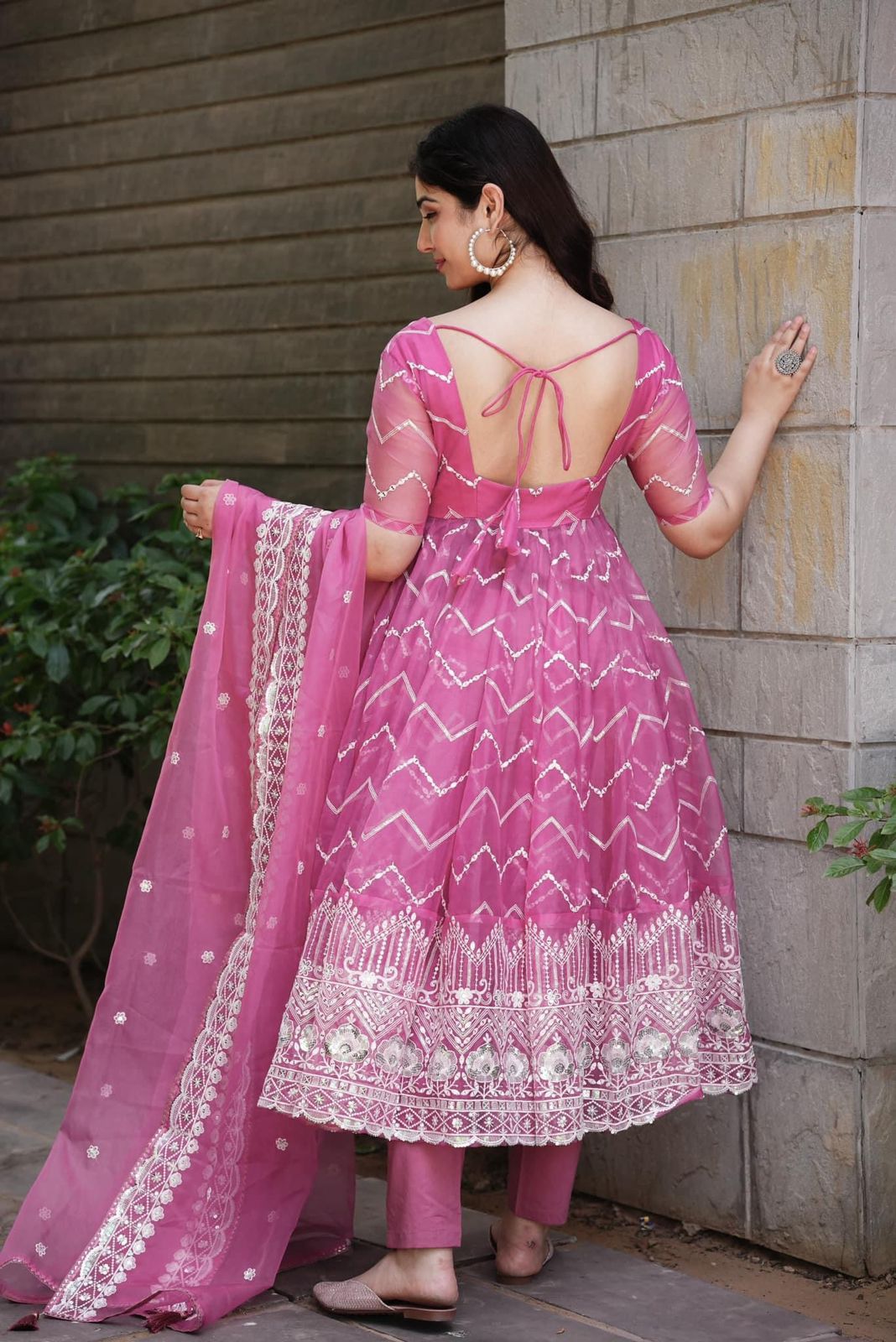 Organza Exclusive Embroided Suit Dupatta Bottom Set (Stitched) - Premium from Ethenika.com - Just INR 1990! Shop now at Ethenika.com