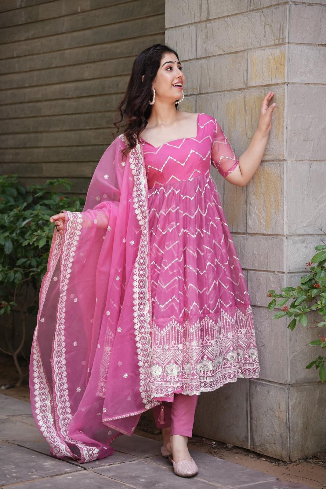 Organza Exclusive Embroided Suit Dupatta Bottom Set (Stitched) - Premium from Ethenika.com - Just INR 1990! Shop now at Ethenika.com