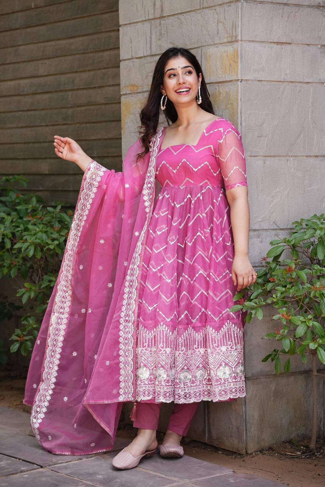 Organza Exclusive Embroided Suit Dupatta Bottom Set (Stitched) - Premium from Ethenika.com - Just INR 1990! Shop now at Ethenika.com