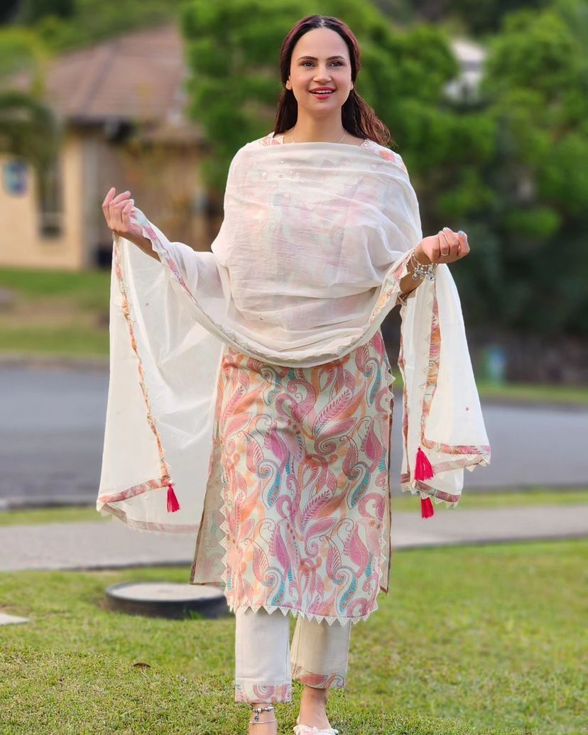 Mirror work Digital Print Kurti Pant Dupatta Set (Stitched) - Premium from Ethenika.com - Just INR 1990! Shop now at Ethenika.com