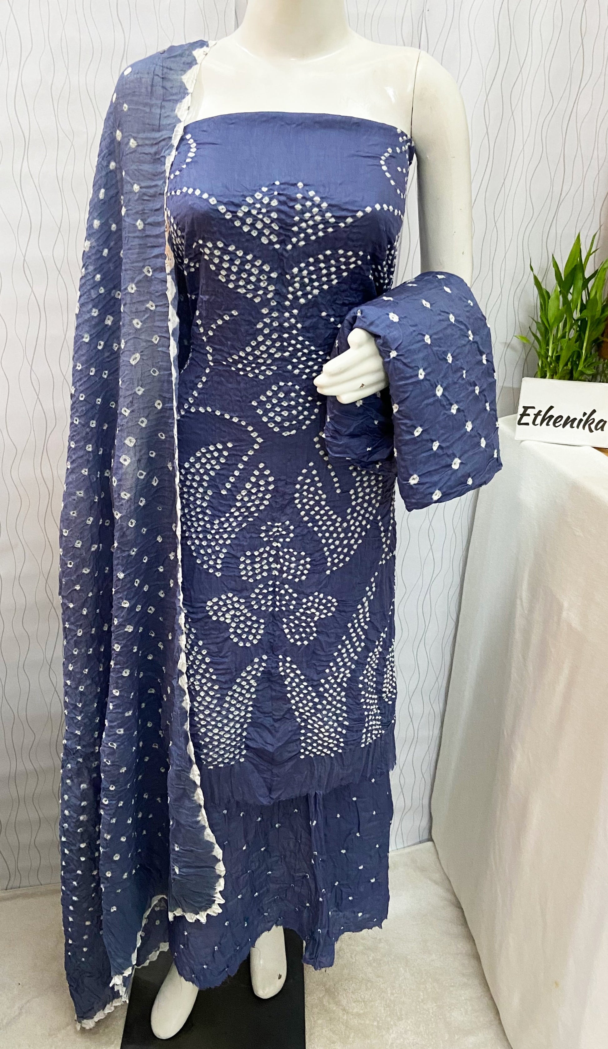 Kutch Hand crafted Self Bandhani Salwar Material - Premium  from Ethenika.com - Just INR 1690! Shop now at Ethenika.com