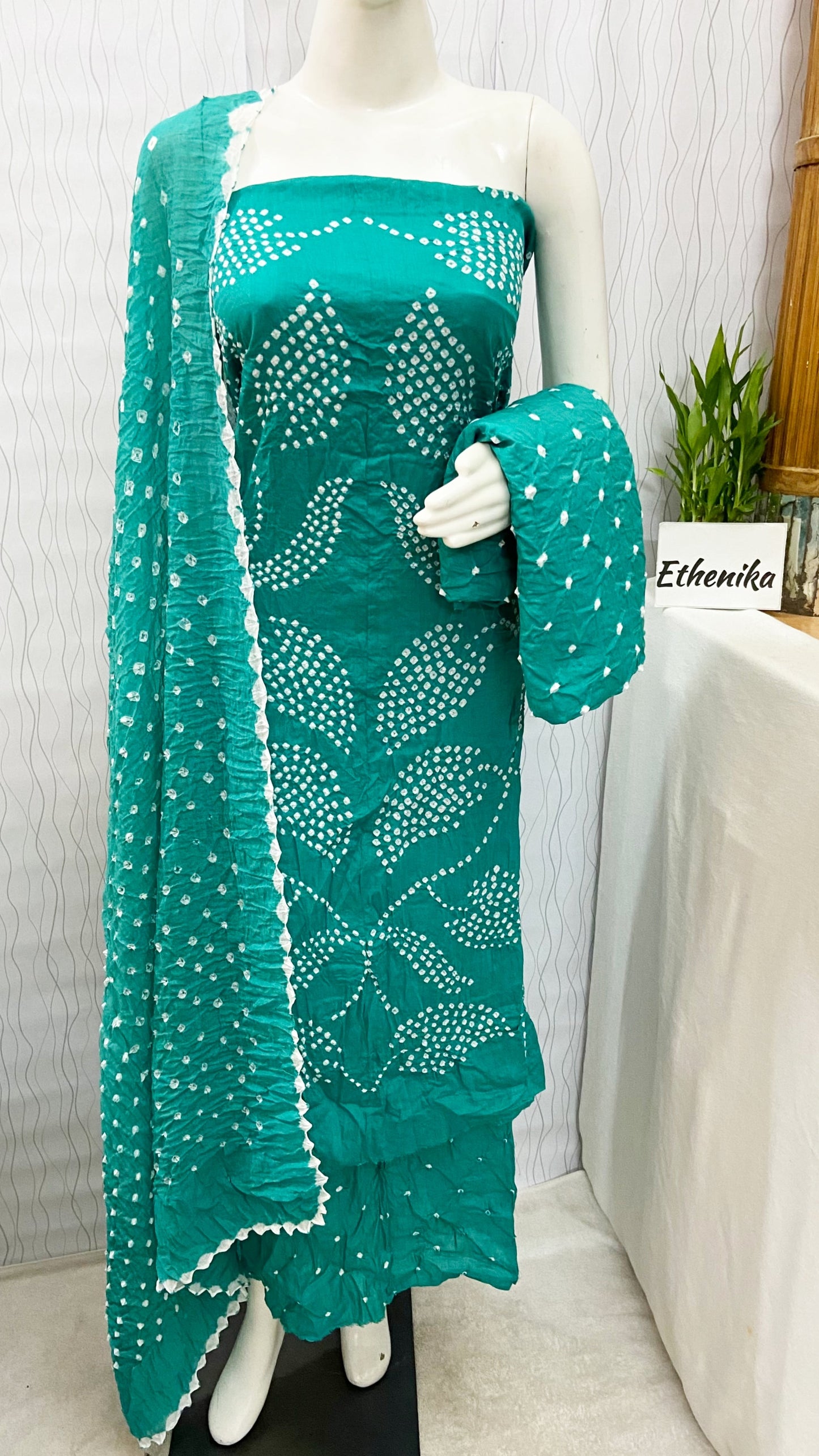 Kutch Hand crafted Self Bandhani Salwar Material - Premium  from Ethenika.com - Just INR 1690! Shop now at Ethenika.com