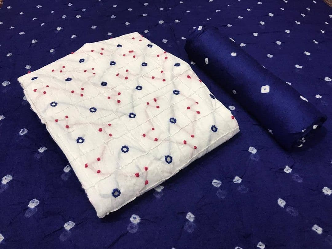 Cotton Mirror Thread work Bandhani Material (Unstitched) - Premium  from Ethenika.com - Just INR 1890! Shop now at Ethenika.com