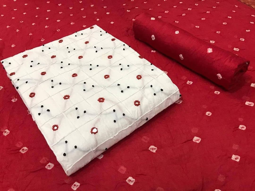 Cotton Mirror Thread work Bandhani Material (Unstitched) - Premium  from Ethenika.com - Just INR 1890! Shop now at Ethenika.com