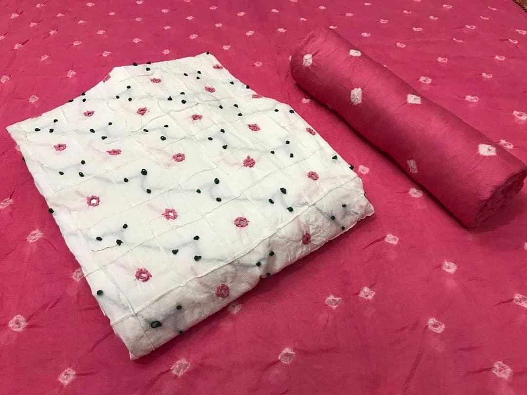 Cotton Mirror Thread work Bandhani Material (Unstitched) - Premium  from Ethenika.com - Just INR 1890! Shop now at Ethenika.com