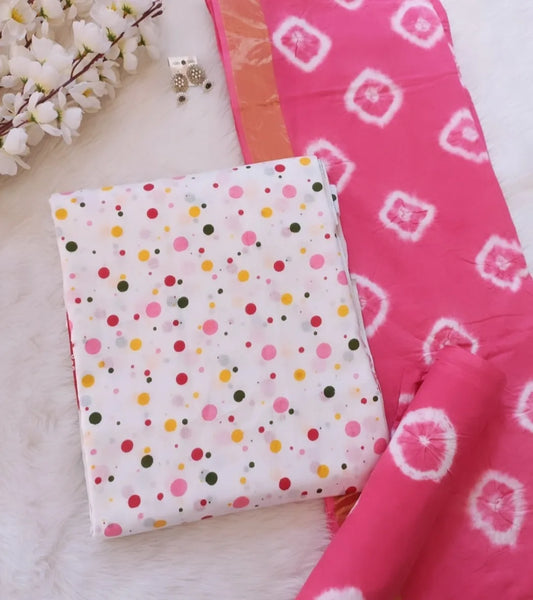 Soft Cotton Polkadot Bandhani Material (Unstitched) - Premium  from Ethenika.com - Just INR 1490! Shop now at Ethenika.com