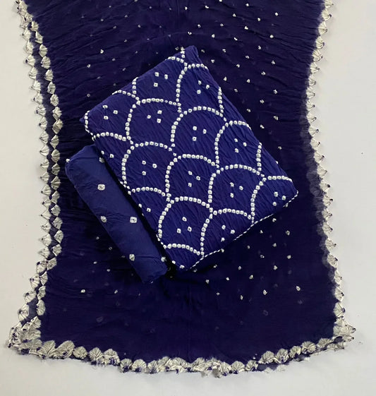 Cotton Satin Self Colour Kutchi Bandhani Material (Unstitched) - Premium  from Ethenika.com - Just INR 1690! Shop now at Ethenika.com