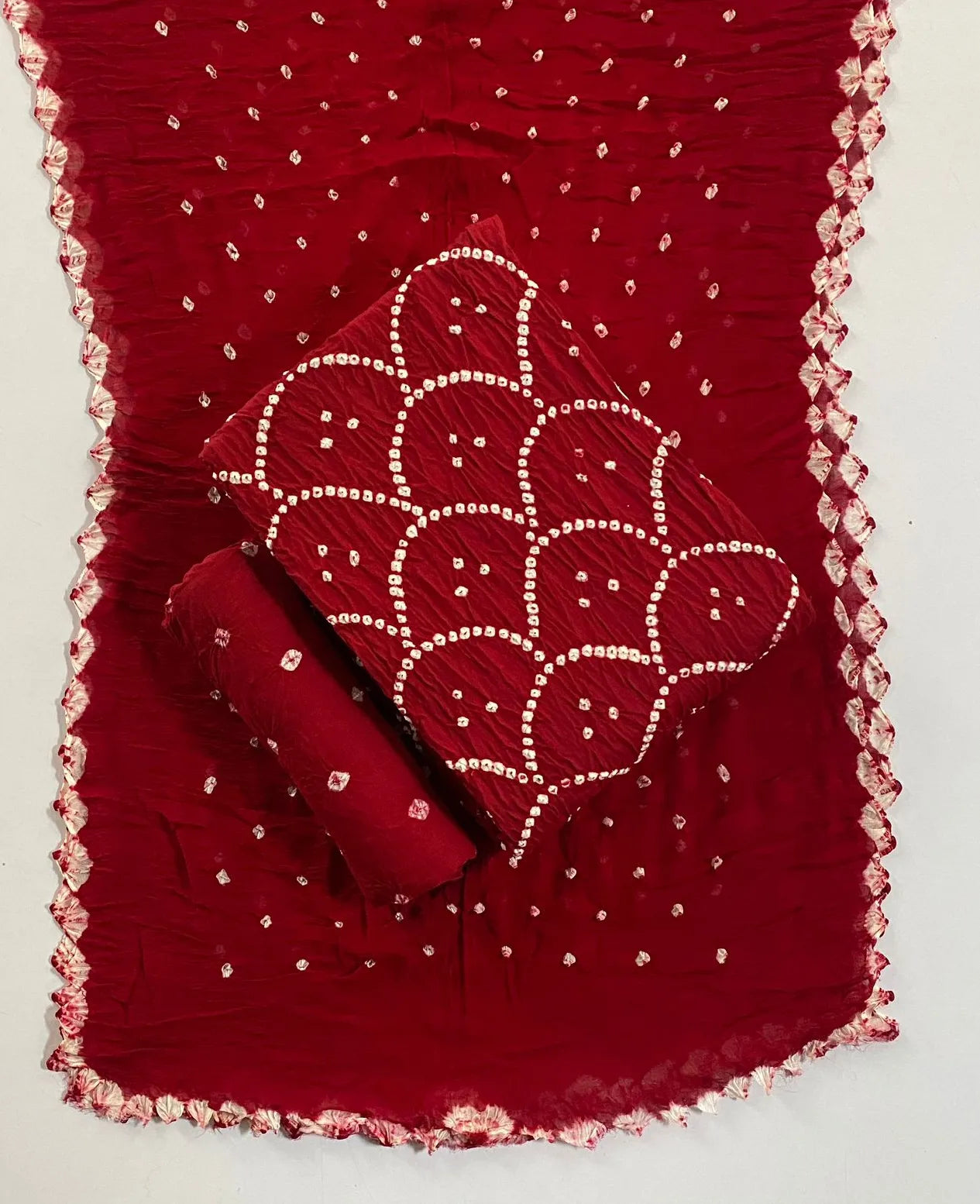 Cotton Satin Self Colour Kutchi Bandhani Material (Unstitched) - Premium from Ethenika.com - Just INR 1690! Shop now at Ethenika.com