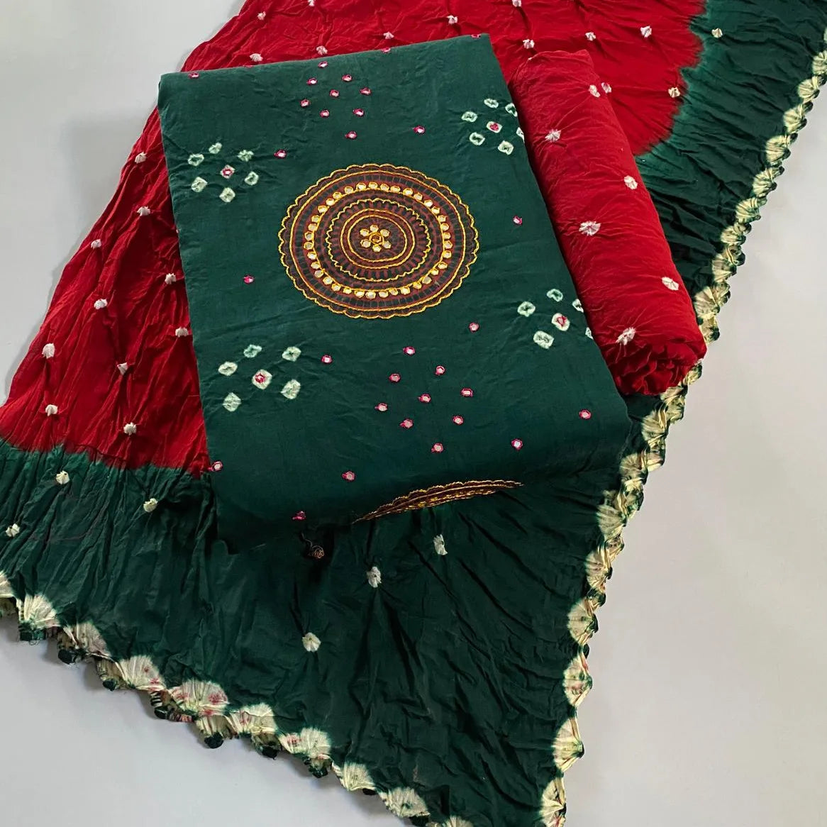 Cotton Mirror Thread work Bandhani Material (Unstitched) - Premium from Ethenika.com - Just INR 1890! Shop now at Ethenika.com