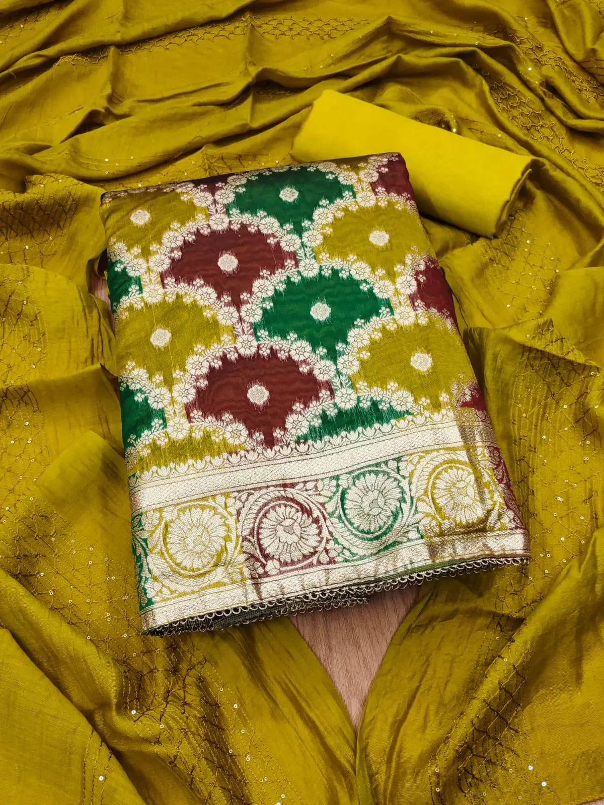 Organza Fancy Jeckard Salwar Material (Unstitched) Ethenika.com