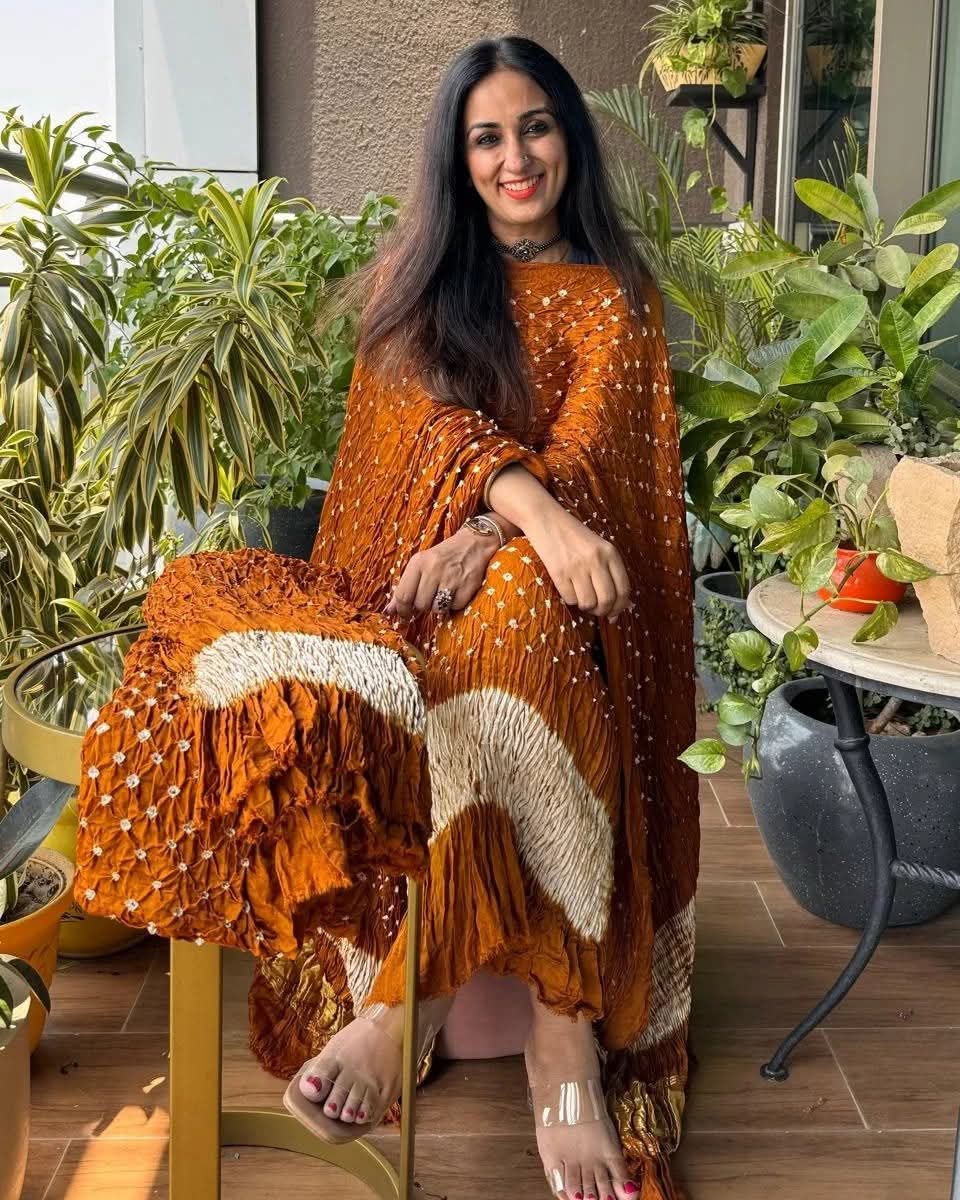white christmas dresses Mustard Bandhani Printed Pure Cotton Dress Material main image 1