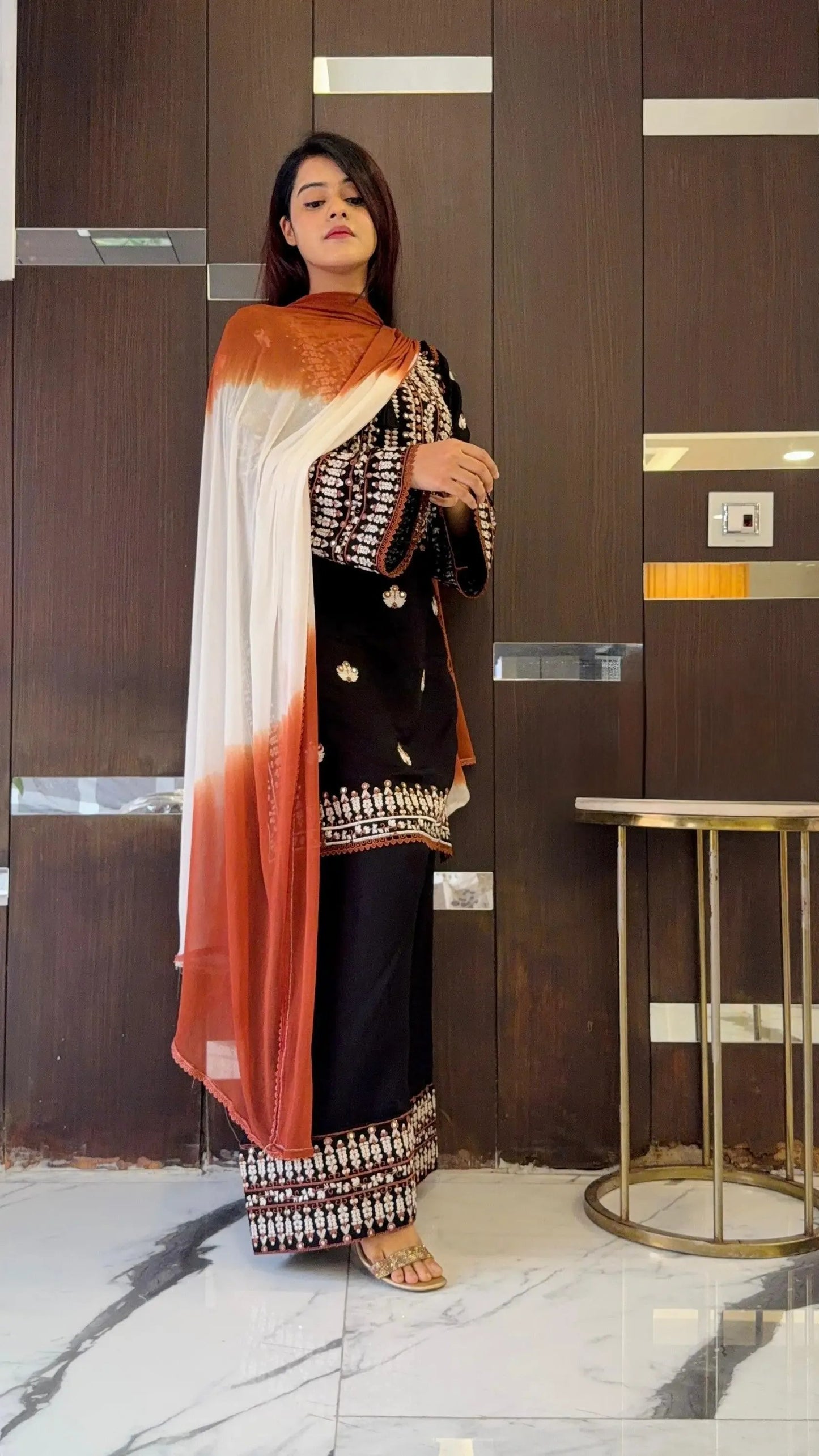 Rayon Cotton Embroidery Work Farshi Salwar Suit Ethenika.com