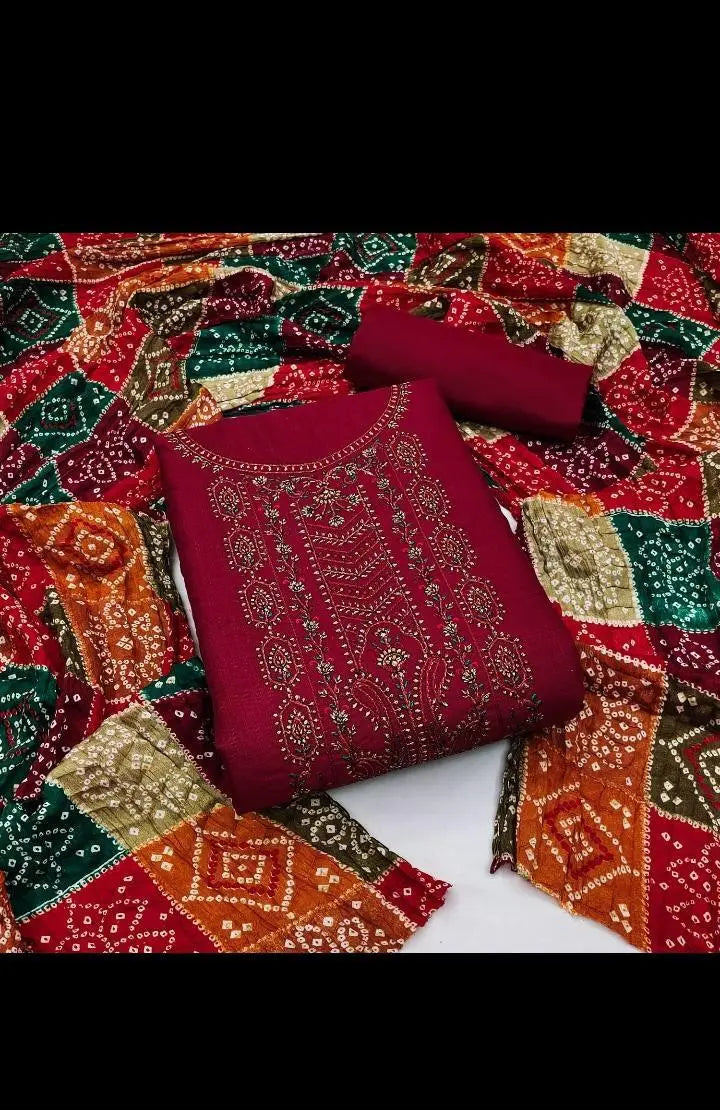 Slub Cotton Kashmiri Embroidery work Salwar Material (Unstitched) - Premium from Ethenika - Just INR 1490! Shop now at Ethenika.com