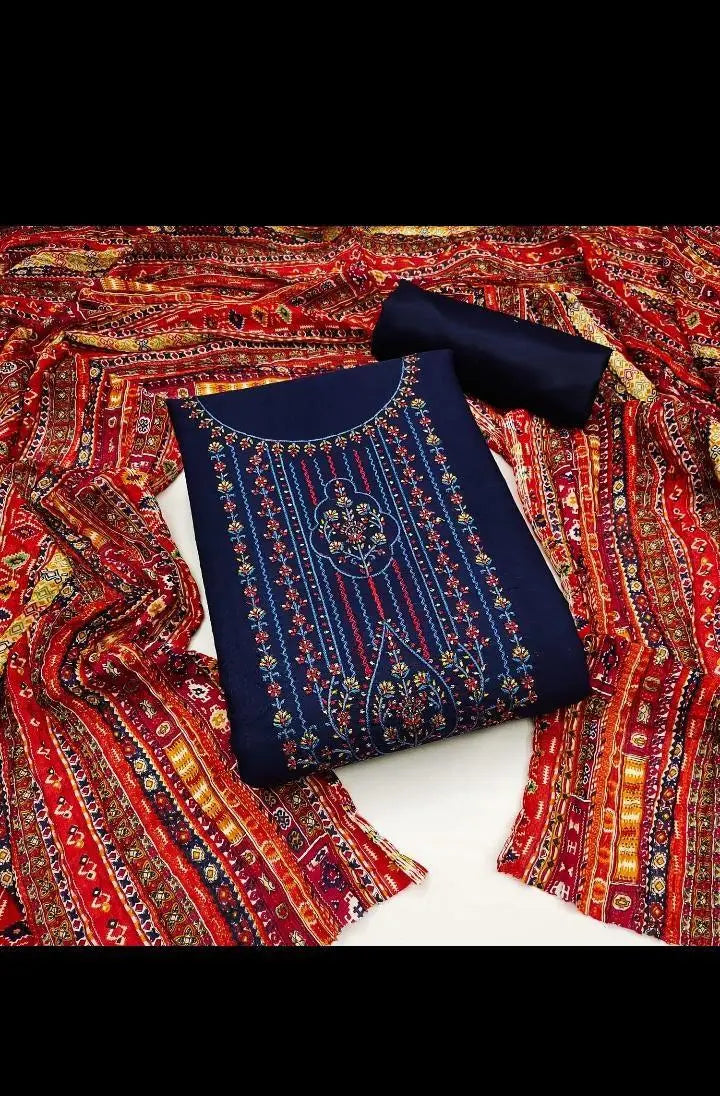 Slub Cotton Kashmiri Embroidery work Salwar Material (Unstitched) - Premium from Ethenika - Just INR 1490! Shop now at Ethenika.com