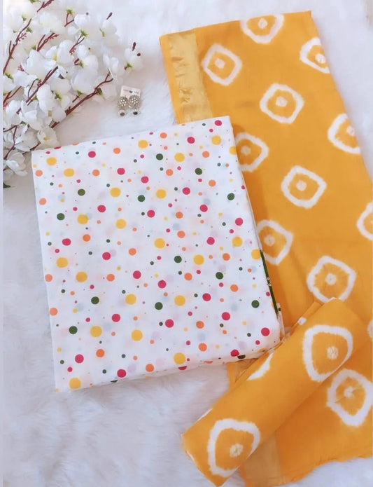 Soft Cotton Summer Special Polkadot Bandhani Material (Unstitched) Ethenika.com