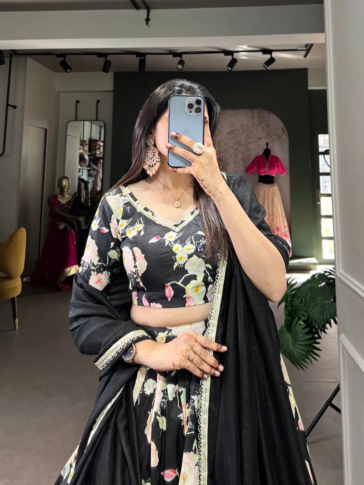 Tussar Silk Floral Print work Lehenga Choli Set - Premium from Ethenika.com - Just INR 4990! Shop now at Ethenika.com