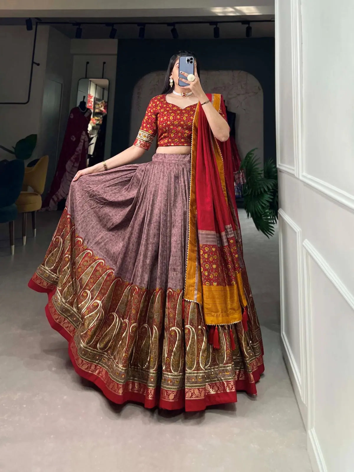 Tussar Silk Kashmiri Print Chaniya Choli - Premium from Ethenika.com - Just INR 4990! Shop now at Ethenika.com