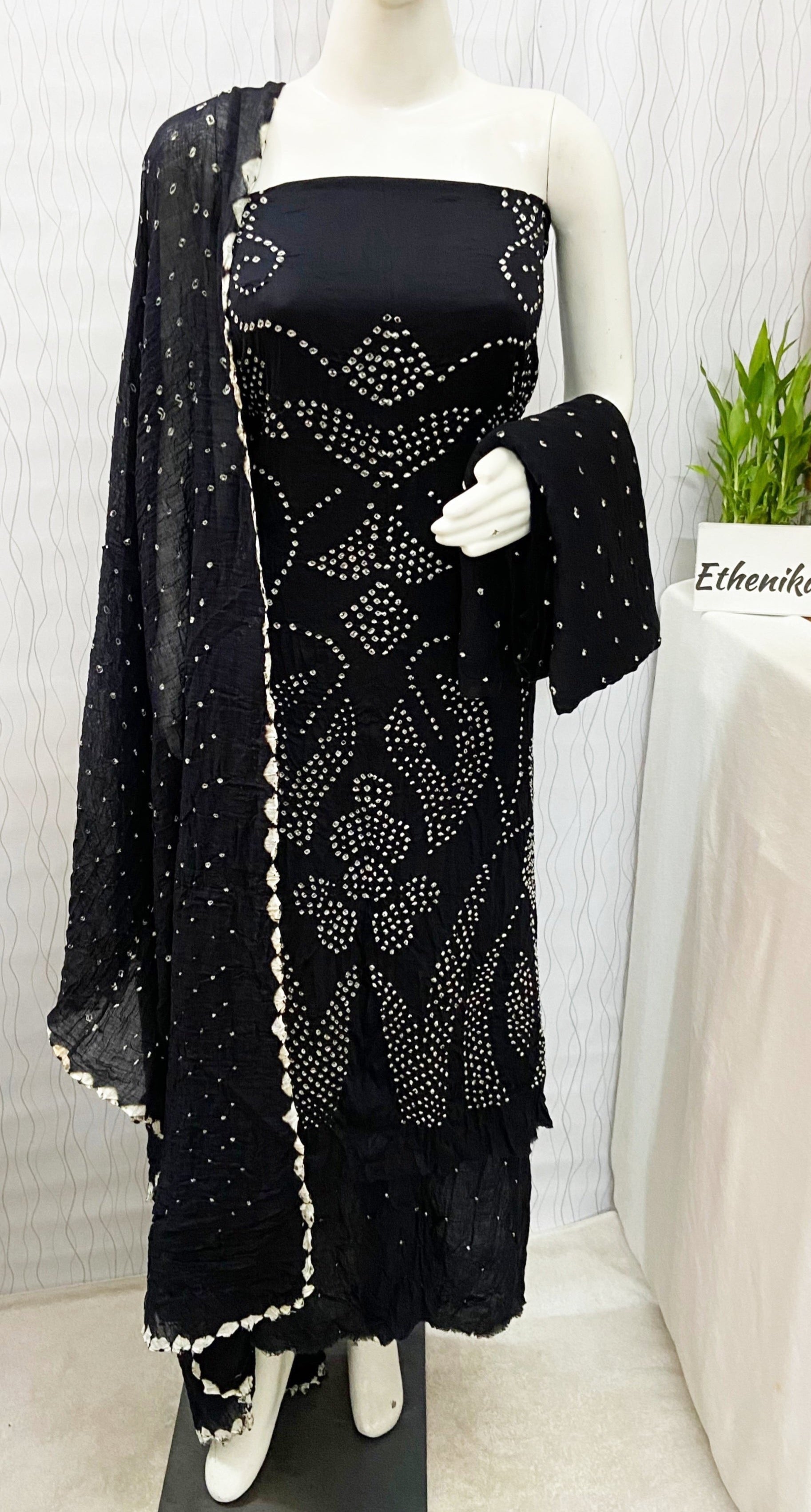 Kutch Hand crafted Self Bandhani Salwar Material - Premium  from Ethenika.com - Just INR 1690! Shop now at Ethenika.com