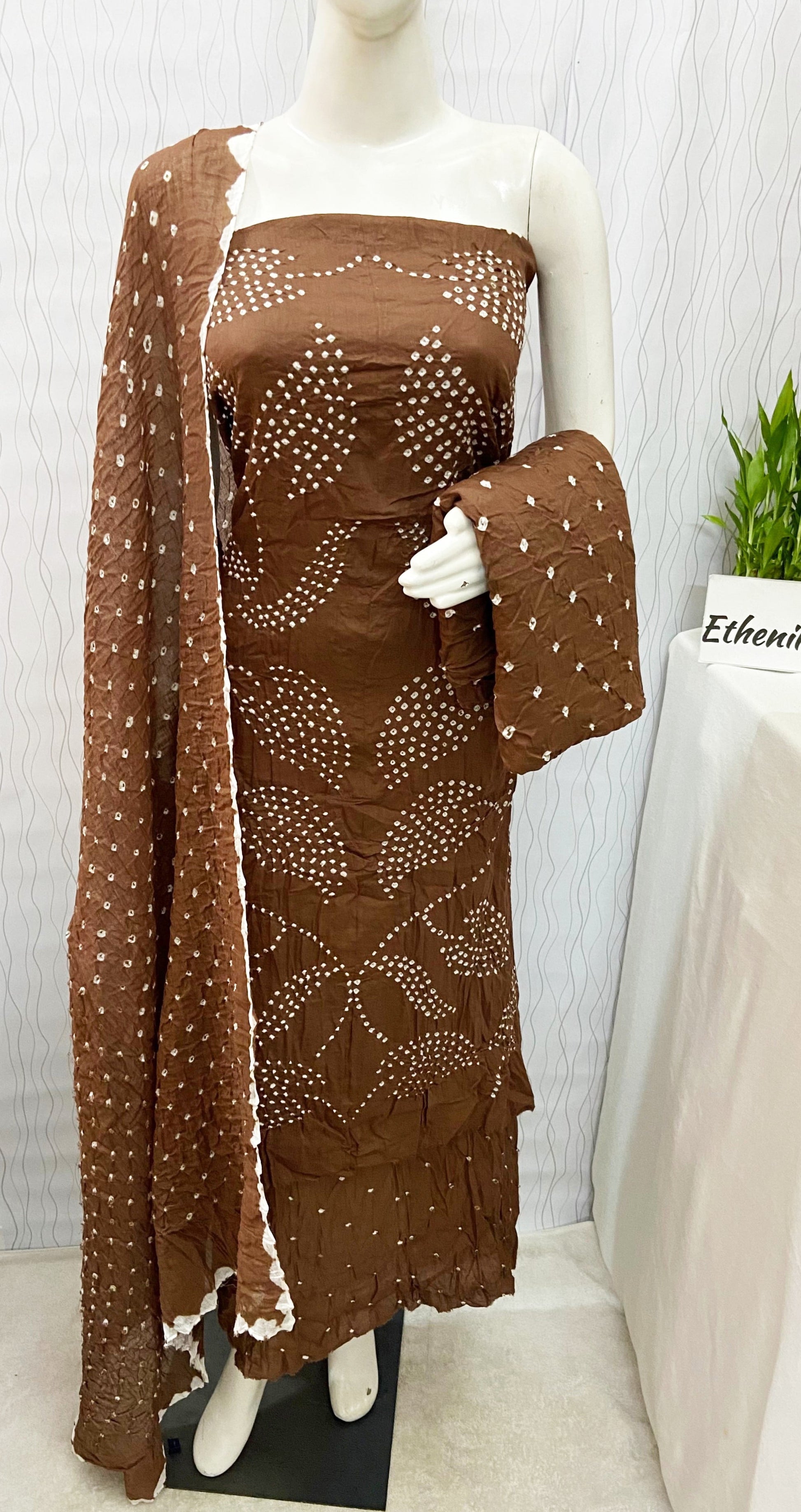 Kutch Hand crafted Self Bandhani Salwar Material - Premium  from Ethenika.com - Just INR 1690! Shop now at Ethenika.com