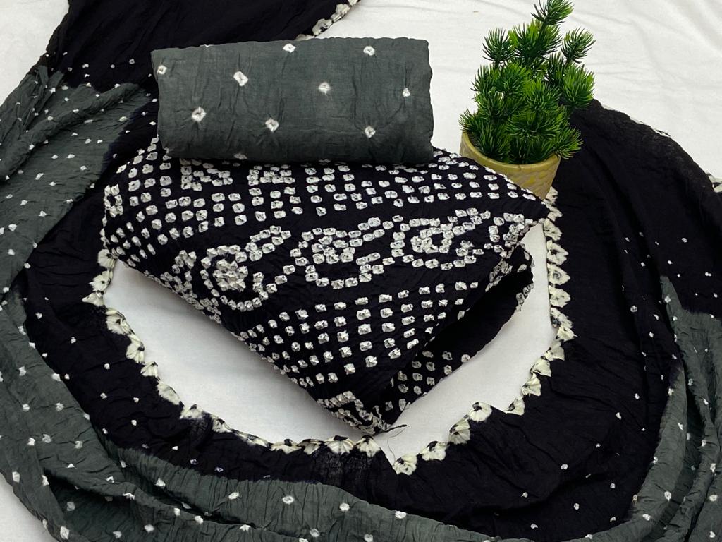 Cotton Satin Hand Crafted Bandhani Material (Unstitched) - Premium  from Ethenika.com - Just INR 1590! Shop now at Ethenika.com