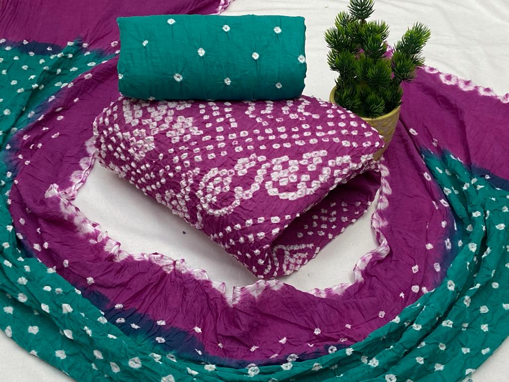 Cotton Satin Hand Crafted Bandhani Material (Unstitched) - Premium  from Ethenika.com - Just INR 1590! Shop now at Ethenika.com