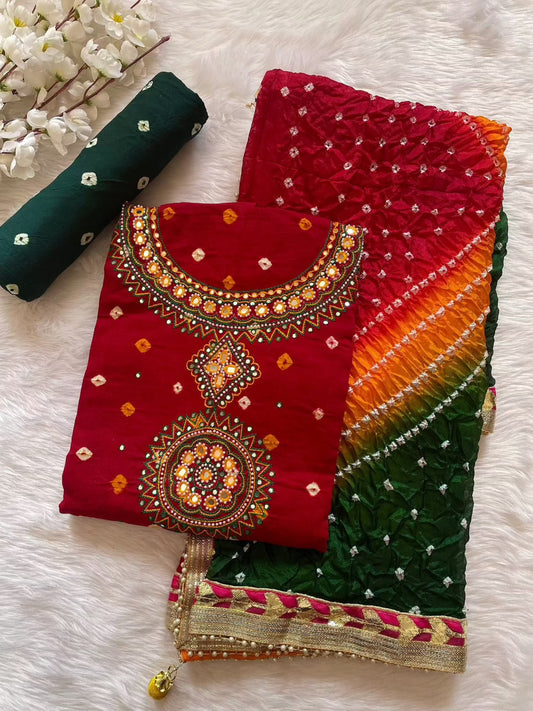 Cotton Mirror Thread work Jaipuri Dupatta Bandhani Material - Premium  from Ethenika.com - Just INR 2490! Shop now at Ethenika.com