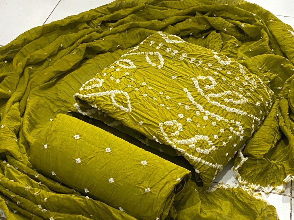 Cotton Satin Self Colour Kutchi Bandhani Material - Premium from Ethenika.com - Just INR 1690! Shop now at Ethenika.com