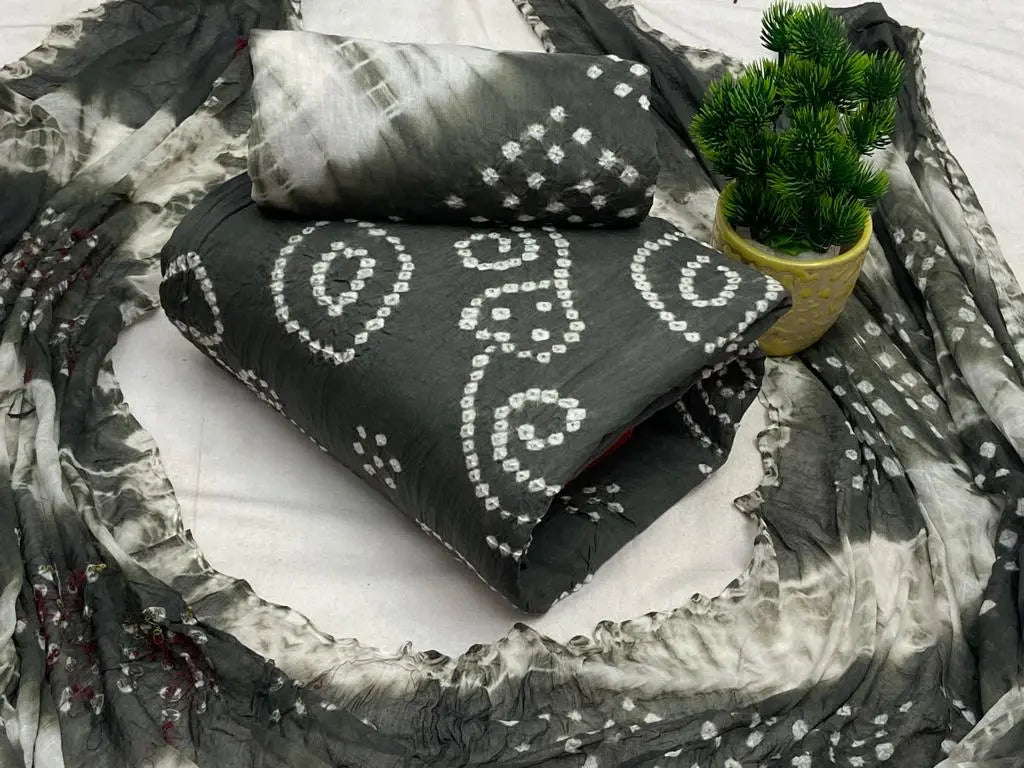 Cotton Satin self colour white Concept Bandhani Ethenika.com