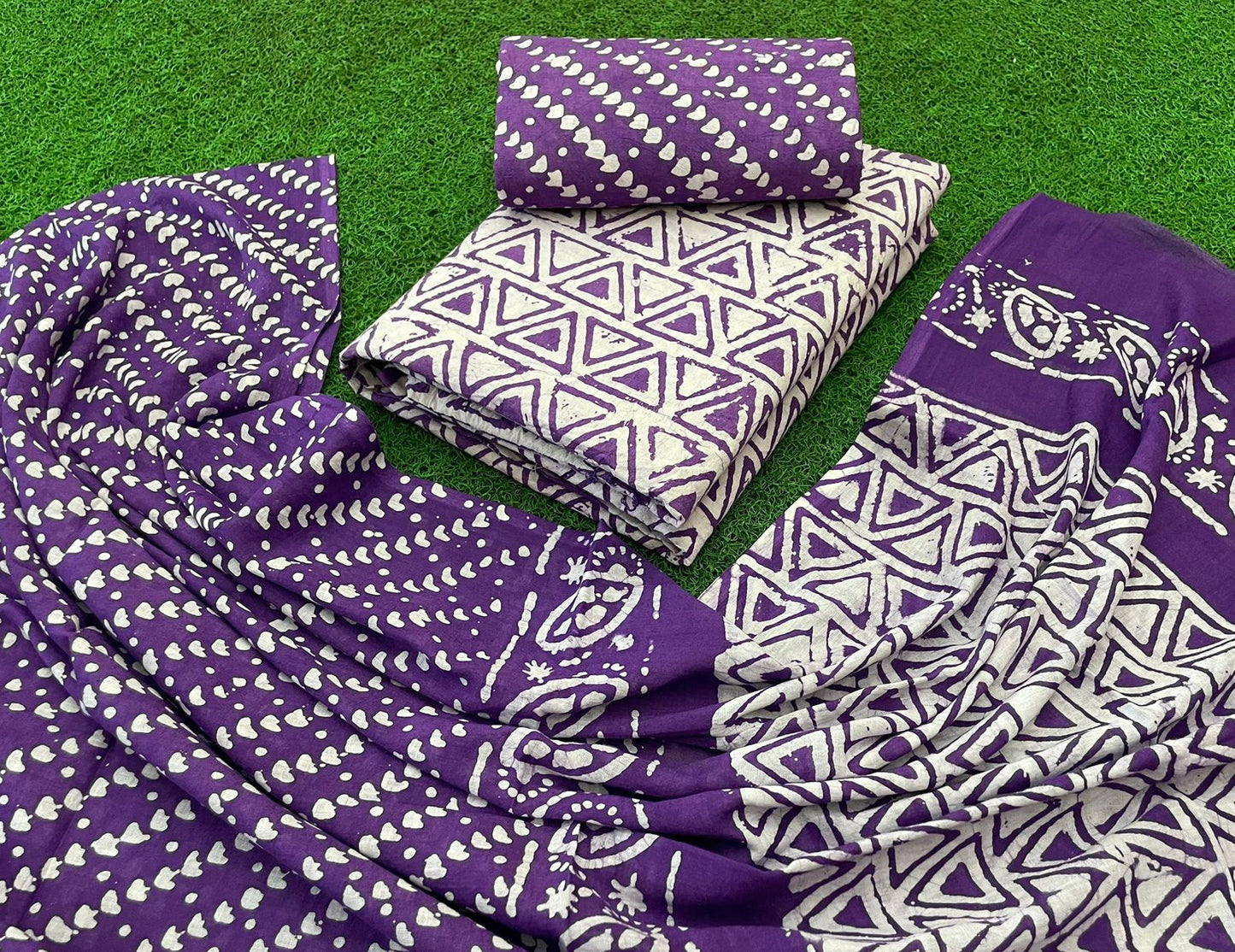 Cotton Hand Blocked Wax Batik Dress Material (Unstitched) - Premium from Ethenika.com - Just INR 1490! Shop now at Ethenika.com