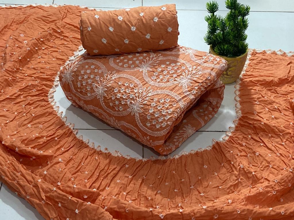 Cotton Satin Laknavi Bandhani Material Ethenika.com