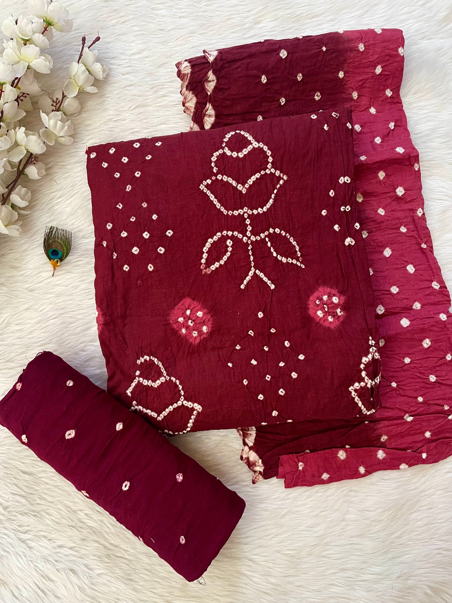 Cotton Satin Self Color Hand Crafted Bandhani Dress - Premium from Ethenika.com - Just INR 1390! Shop now at Ethenika.com