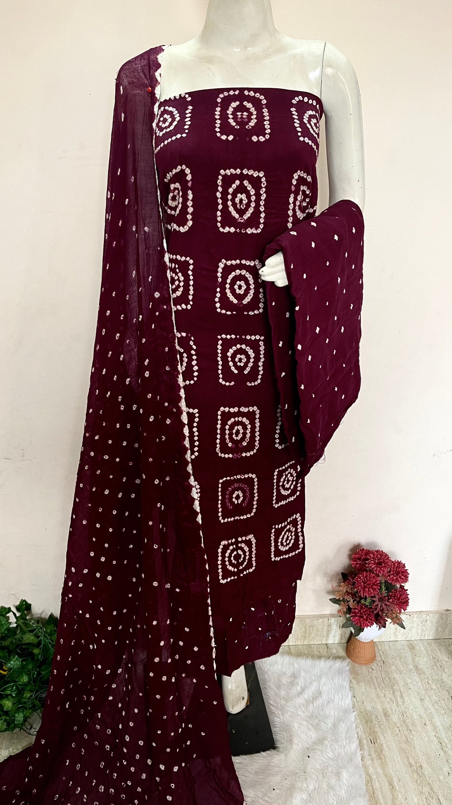 Cotton Self Colour Kutch Bandhani Material Ethenika.com