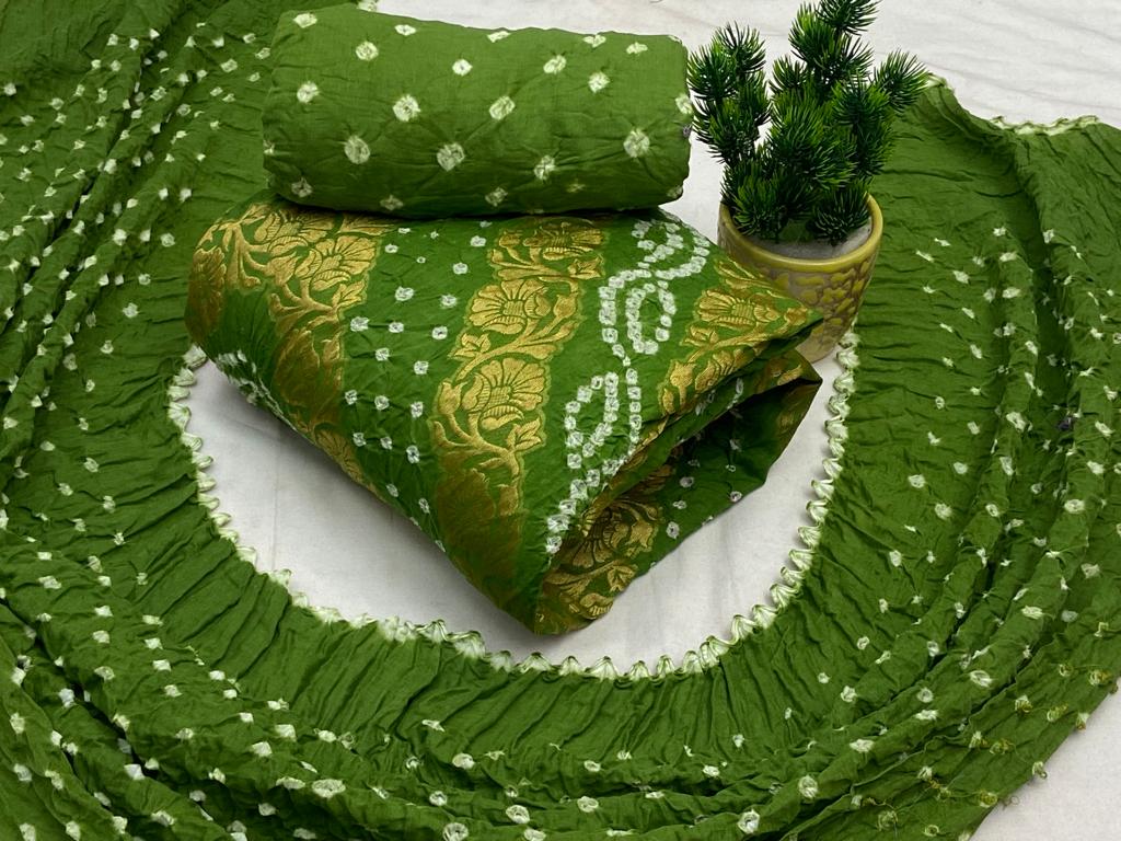 Golden Gadhwal Embroidery Bandhani Material - Premium  from Ethenika.com - Just INR 1890! Shop now at Ethenika.com