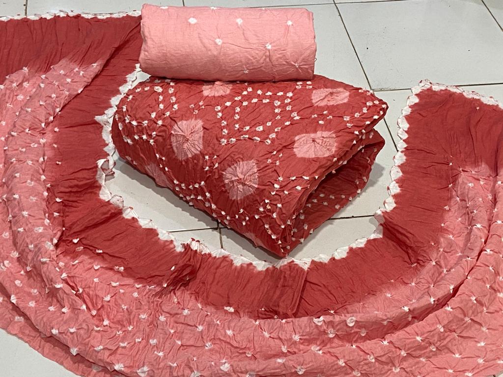 Cotton Self Colour Bandhani Salwar Material Ethenika.com