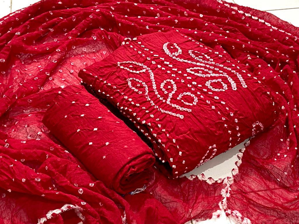 Cotton Satin Self Colour Kutchi Bandhani Material - Premium from Ethenika.com - Just INR 1690! Shop now at Ethenika.com