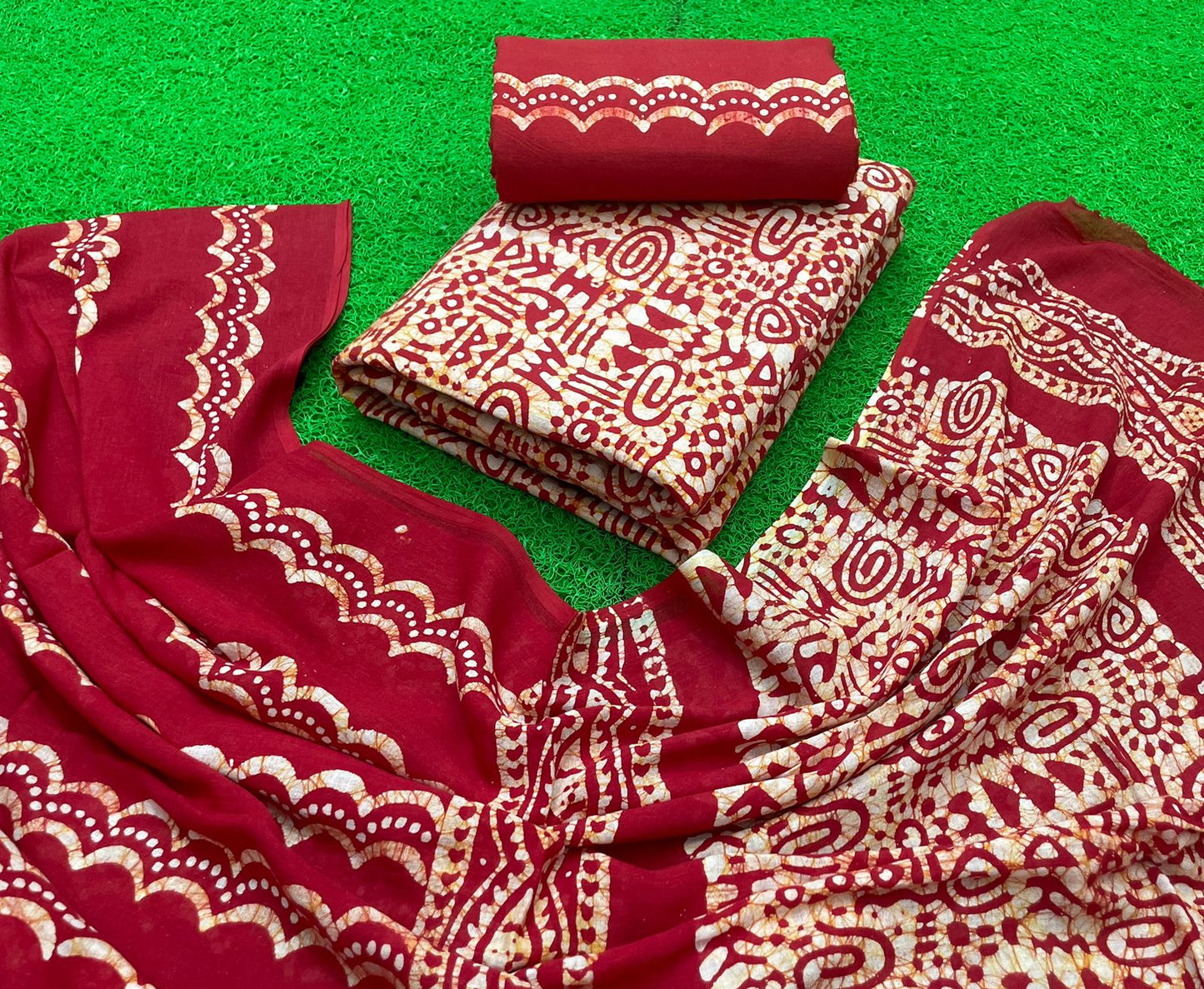 Cotton Hand Blocked Wax Batik Dress Material (Unstitched) - Premium from Ethenika.com - Just INR 1490! Shop now at Ethenika.com