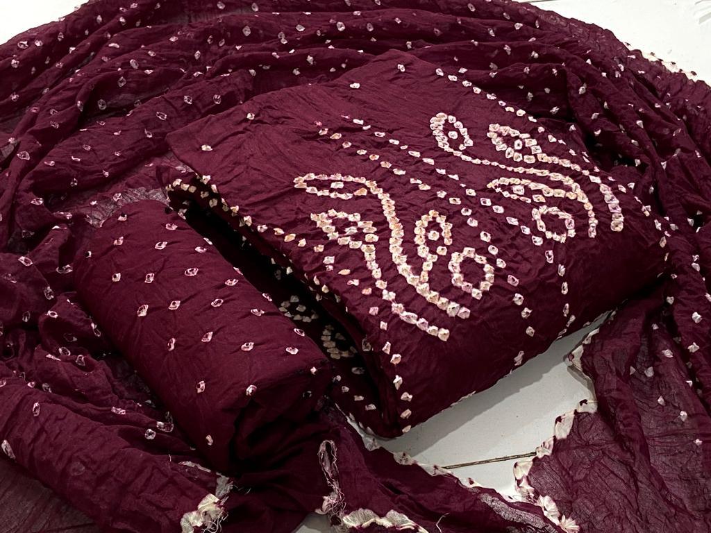 Cotton Satin Self Colour Kutchi Bandhani Material - Premium from Ethenika.com - Just INR 1690! Shop now at Ethenika.com