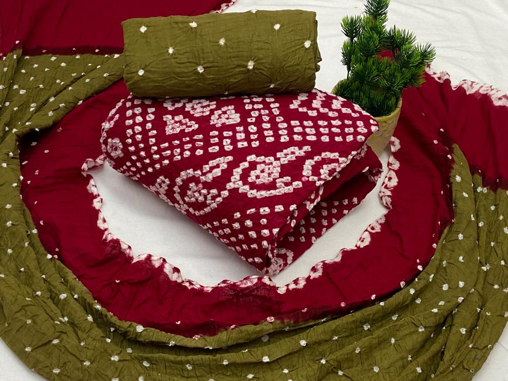 Cotton Satin Hand Crafted Bandhani Material (Unstitched) - Premium  from Ethenika.com - Just INR 1590! Shop now at Ethenika.com