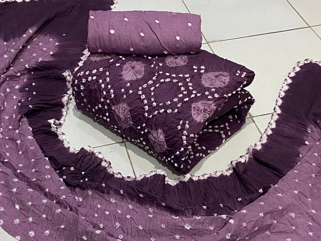 Cotton Self Colour Bandhani Salwar Material Ethenika.com