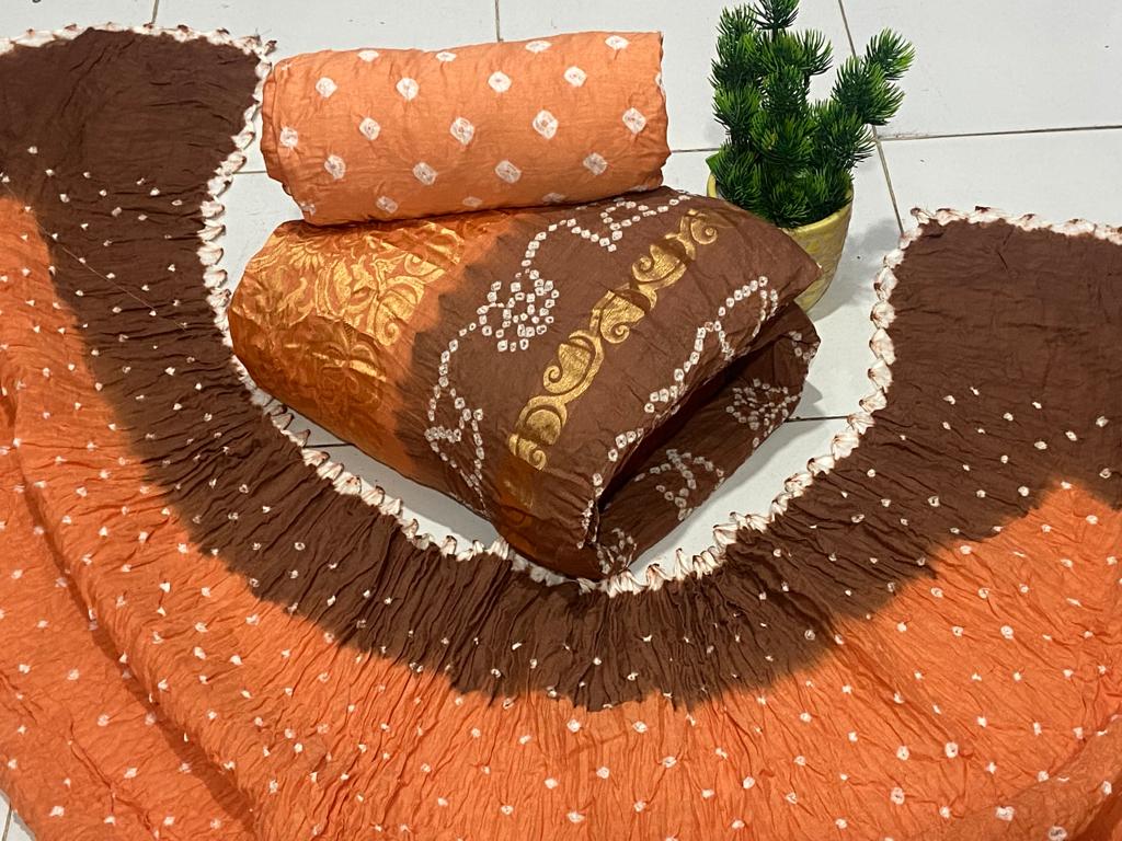 Golden Gadhwal Embroidery Bandhani Material - Premium  from Ethenika.com - Just INR 1890! Shop now at Ethenika.com