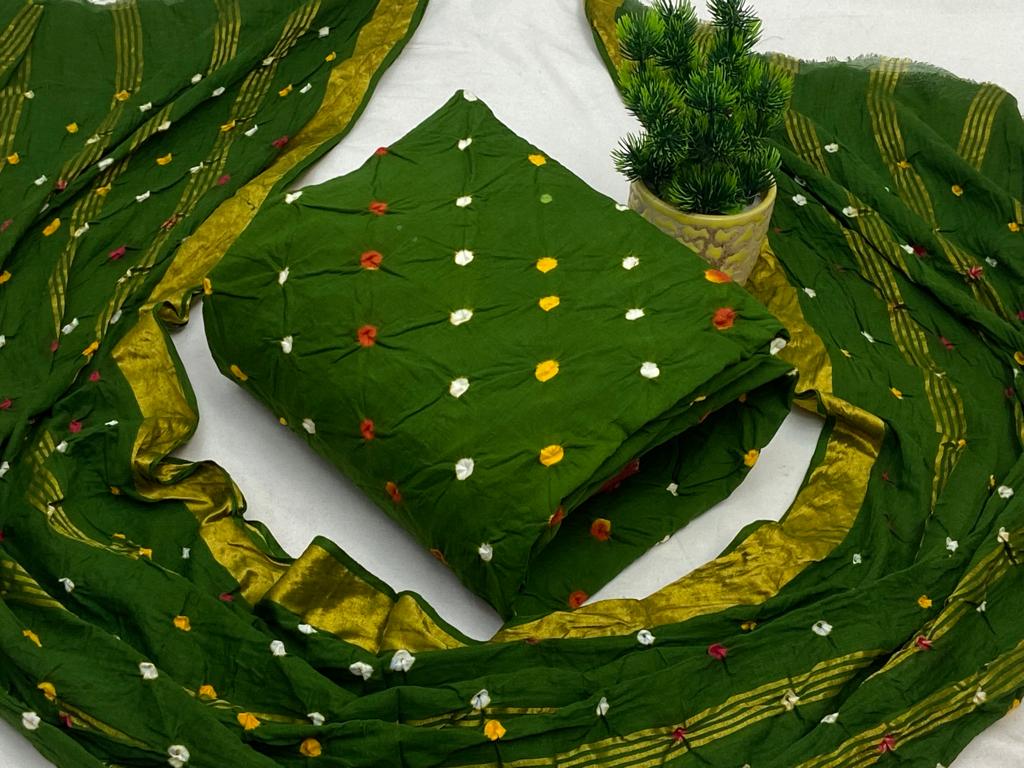 Cotton Satin Self Color Bandhani Material Ethenika.com