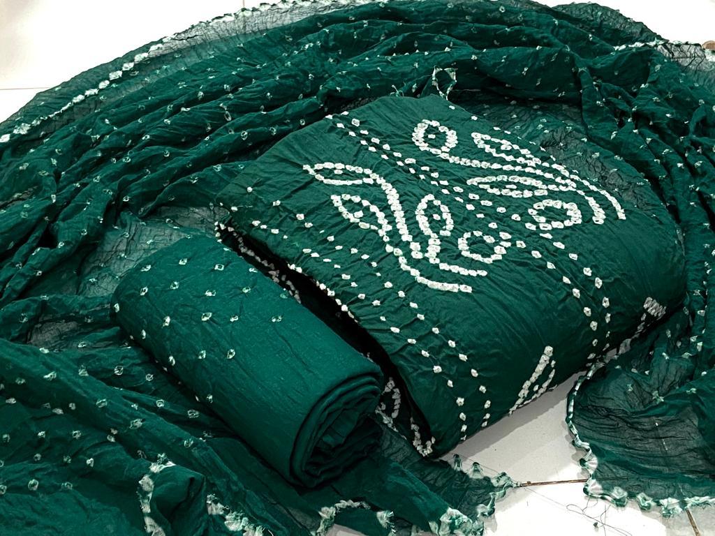 Cotton Satin Self Colour Kutchi Bandhani Material - Premium from Ethenika.com - Just INR 1690! Shop now at Ethenika.com