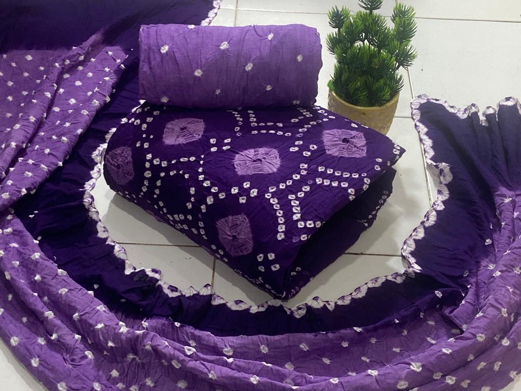 Cotton Self Colour Bandhani Salwar Material Ethenika.com