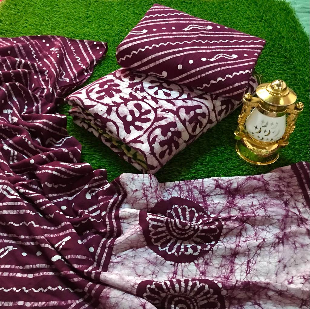 Cotton Hand Blocked Wax Batik Dress Material (Unstitched) - Premium from Ethenika.com - Just INR 1490! Shop now at Ethenika.com