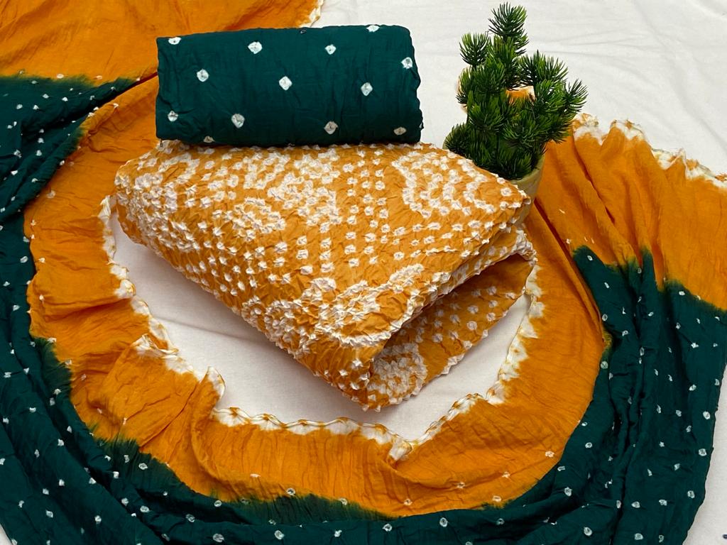 Cotton Satin Hand Crafted Bandhani Material (Unstitched) - Premium  from Ethenika.com - Just INR 1590! Shop now at Ethenika.com