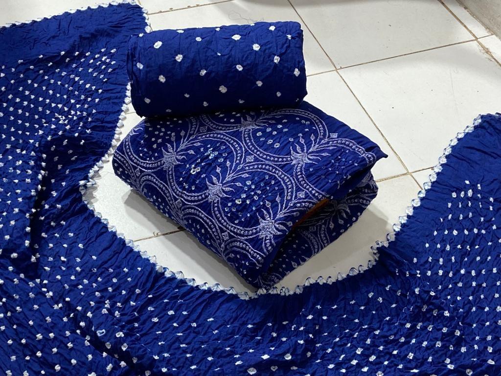 Cotton Satin Laknavi Bandhani Material Ethenika.com