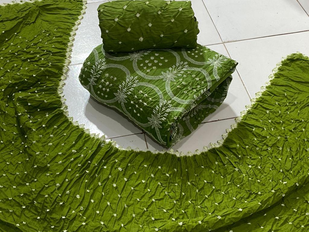 Cotton Satin Laknavi Bandhani Material Ethenika.com