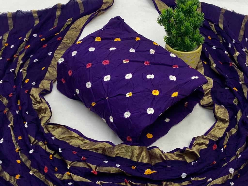 Cotton Satin Self Color Bandhani Material Ethenika.com