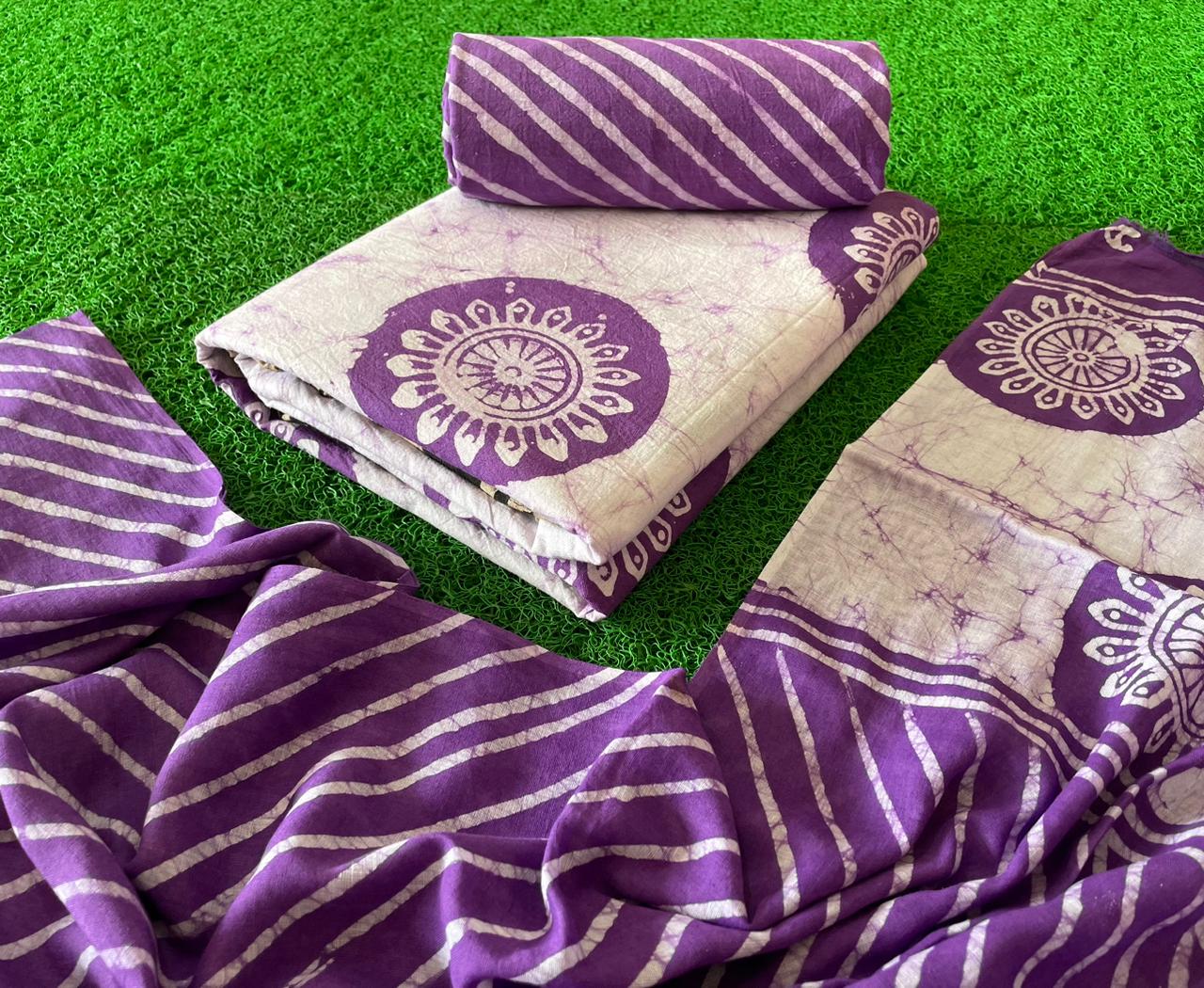 Cotton Hand Blocked Wax Batik Dress Material (Unstitched) - Premium from Ethenika.com - Just INR 1490! Shop now at Ethenika.com