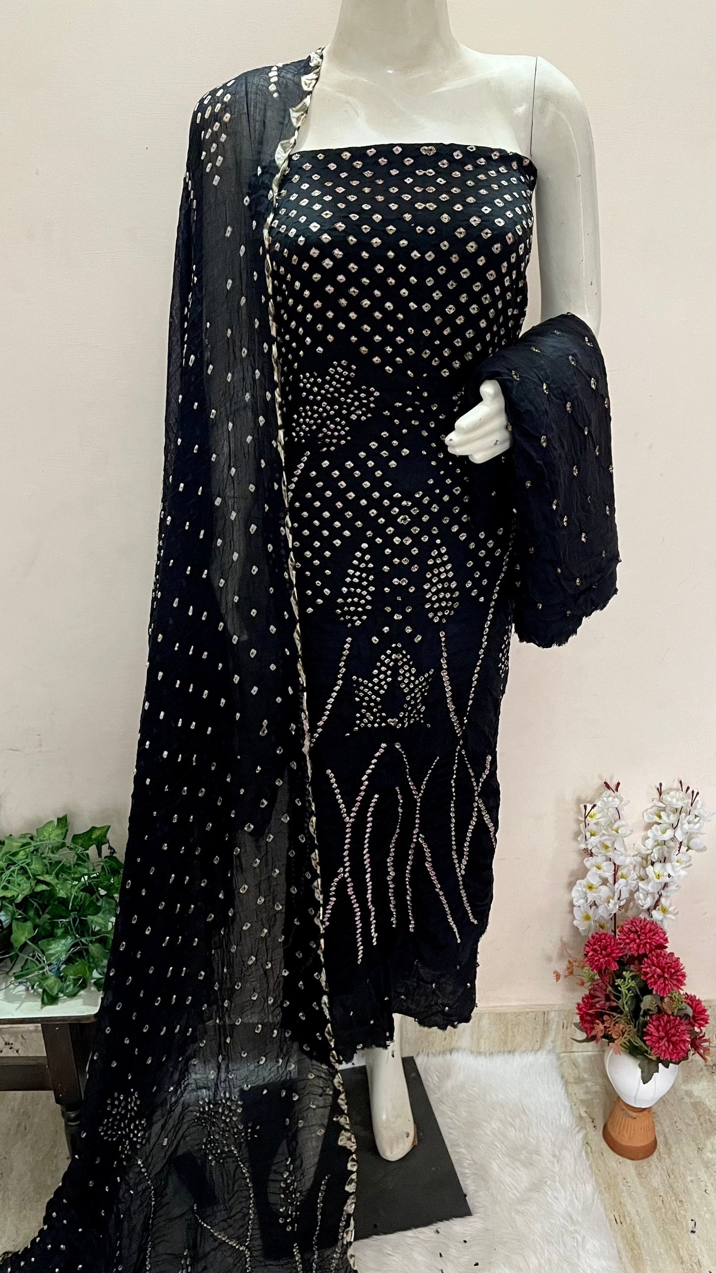 Cotton Satin Self Colour Kutch Bandhani Ethenika.com